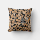 Pile of brown firewood クッション (正面)