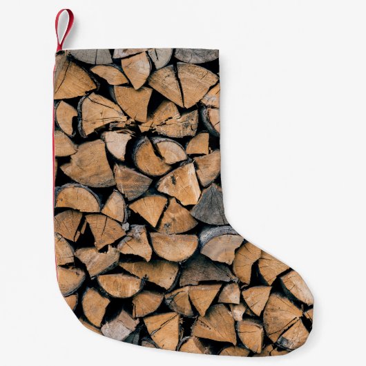 Pile of brown firewood スモールクリスマスストッキング (正面)