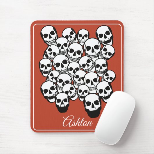 Pile of Skulls Burnt Amber Red Background Custom  マウスパッド (マウス)