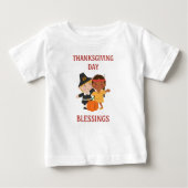 Pilgrim and Native American Children Thanksgiving ベビーTシャツ (正面)
