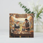 Pilgrim Family Making Thanksgiving Cookies  シーズンカード (スタンド正面)