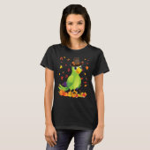 Pilgrim Parrot Happy Thanksgiving Thankful Pumpkin Tシャツ (正面フル)