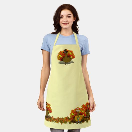 Pilgrim Turkey Thanksgiving Apron エプロン (着用した状態)