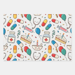 Pill Capsule Medicine Pharmacist Nurse Kawaii Gift ラッピングペーパーシート