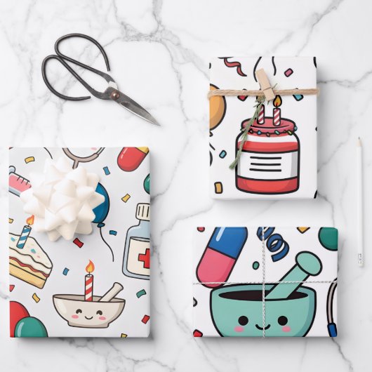 Pill Capsule Medicine Pharmacist Nurse Kawaii Gift ラッピングペーパーシート (正面)
