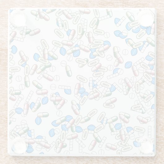 Pill Sprinkles Pattern ガラスコースター (裏面)