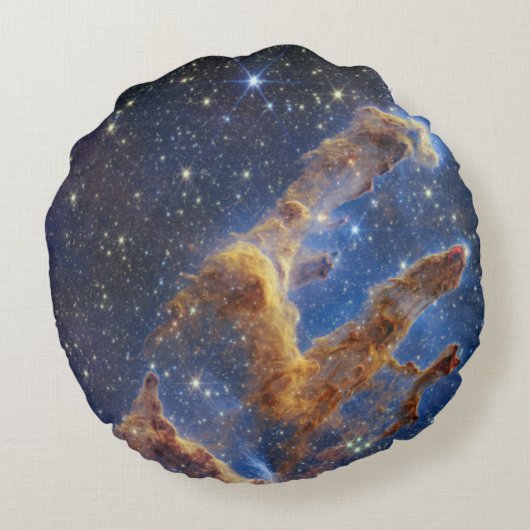 Pillars of Creation Eagle Nebula Webb Telescope ラウンドクッション (裏面)