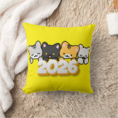 Pillow Adorable Cats 2026 New Year クッション (ブランケット)