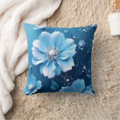 Pillow Blue flowers クッション (ブランケット)