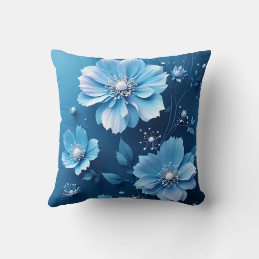 Pillow Blue flowers  クッション (裏面)