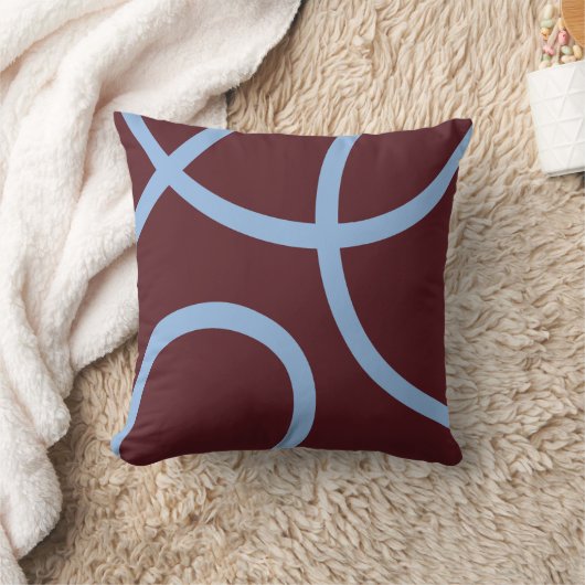 Pillow – Blue Lines on Burgundy クッション (ブランケット)