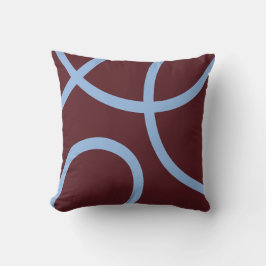 Pillow – Blue Lines on Burgundy クッション