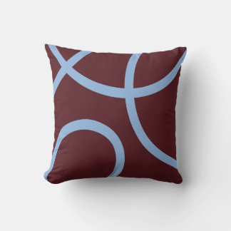 Pillow – Blue Lines on Burgundy クッション