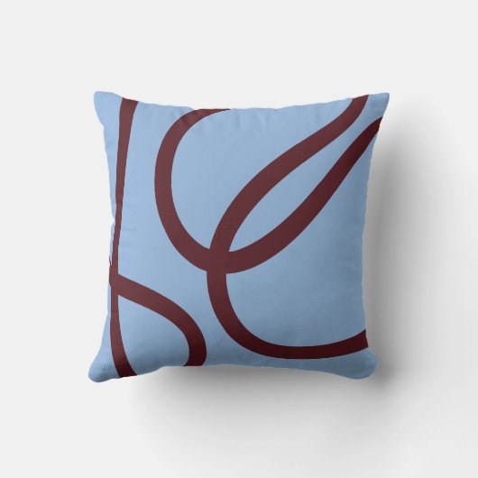 Pillow – Burgundy Lines on Blue クッション (裏面)
