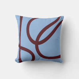 Pillow – Burgundy Lines on Blue クッション