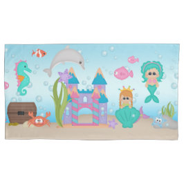 Pillow Case人魚の貝の城のイルカ王 枕カバー
