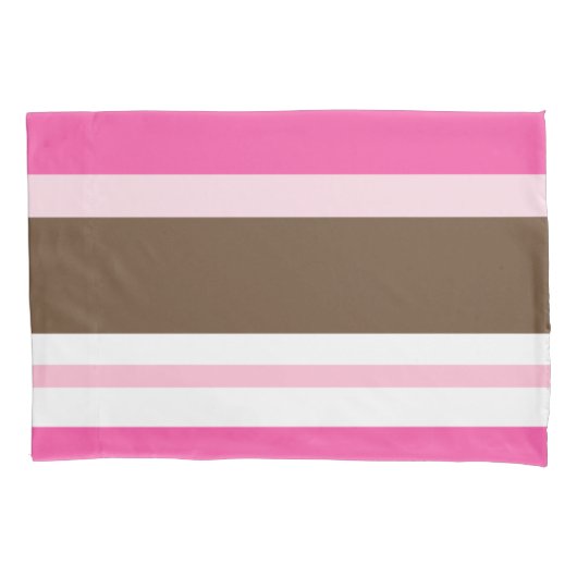 Pillow Case Brown & Pink Stripe 枕カバー (正面)