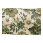 Pillow case green flowers pattern  枕カバー (裏面-左)