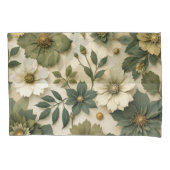 Pillow case green flowers pattern  枕カバー (正面左)