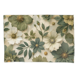 Pillow case green flowers pattern  枕カバー