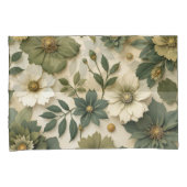 Pillow case green flowers pattern  枕カバー (正面右)