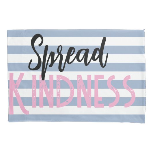 Pillow Case Stripe White and Blue Spread Kindness 枕カバー (正面)