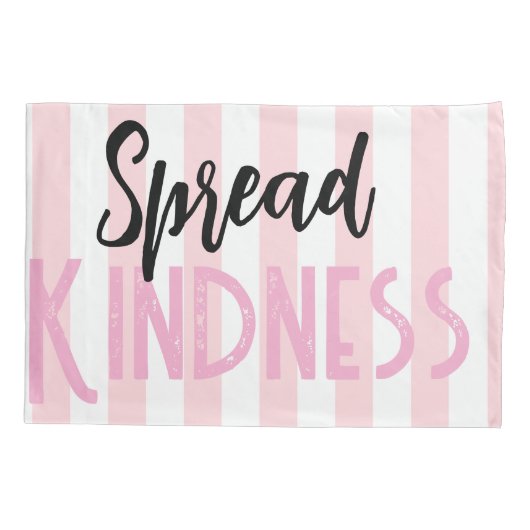Pillow Case Stripe White and Pink Spread Kindness 枕カバー (裏面)