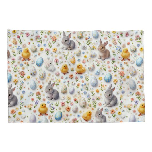 Pillow Cases – Bunnies, Eggs, Chicks & Spring Deco 枕カバー (裏面-右)