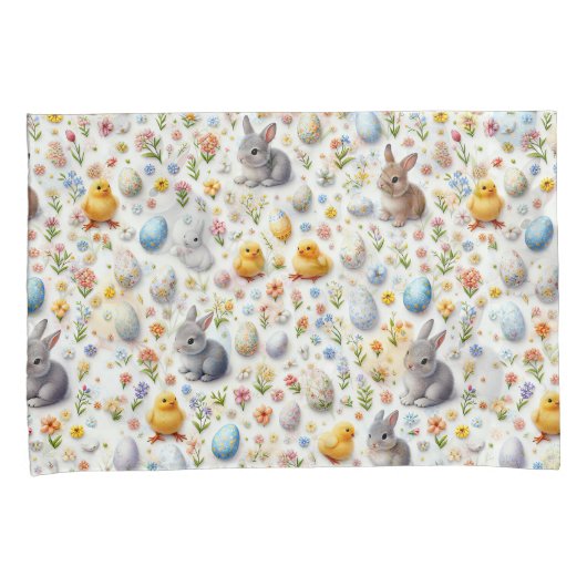 Pillow Cases – Bunnies, Eggs, Chicks & Spring Deco 枕カバー (正面右)