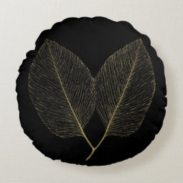 Pillow Chic Golden Foliage Noir Accent Decor ラウンドクッション