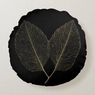 Pillow Chic Golden Foliage Noir Accent Decor ラウンドクッション