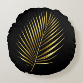 Pillow Golden Palm Frond Exotic Luxe Cushion ラウンドクッション