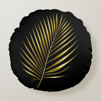 Pillow Golden Palm Frond Exotic Luxe Cushion ラウンドクッション
