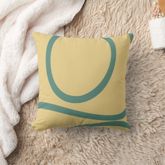 Pillow – Green Lines on Yellow クッション (ブランケット)