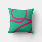 Pillow – Pink Lines on Green クッション (正面)