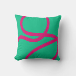 Pillow – Pink Lines on Green クッション