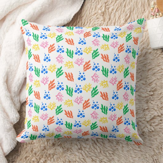 Pillow Playful Underwater Coral Seamless Pattern クッション (ブランケット)