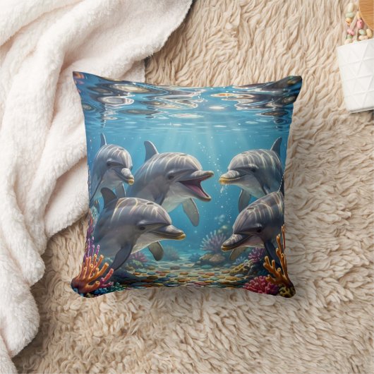 Pillow with dolphins. クッション (ブランケット)