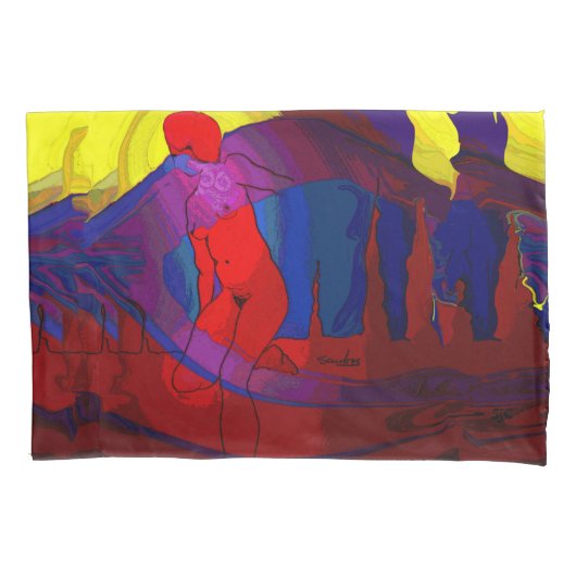 Pillowcase赤い芸術の女性 枕カバー (正面)