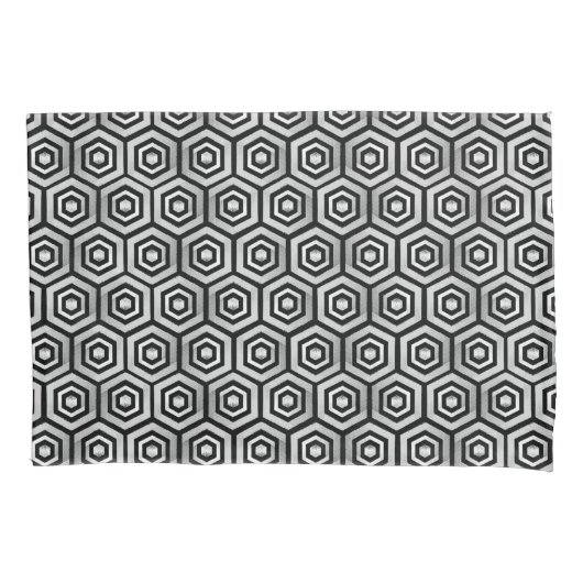 Pillowcase Black White Hexagon Geometric Pattern 枕カバー (正面)