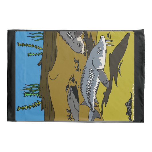 PILLOWCASE - LAKE STURGEON COLORING PAGE 枕カバー (裏面)