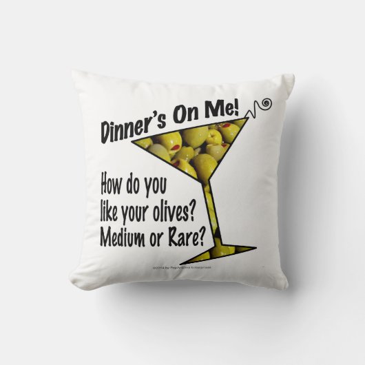 PILLOWS ディナー!オリーブは?レア?それともミディアム? クッション (正面)
