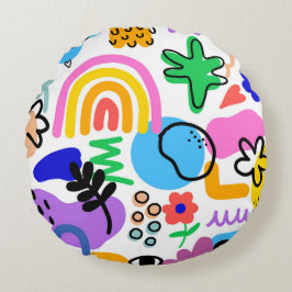 pillows with colorful abstract designs ラウンドクッション
