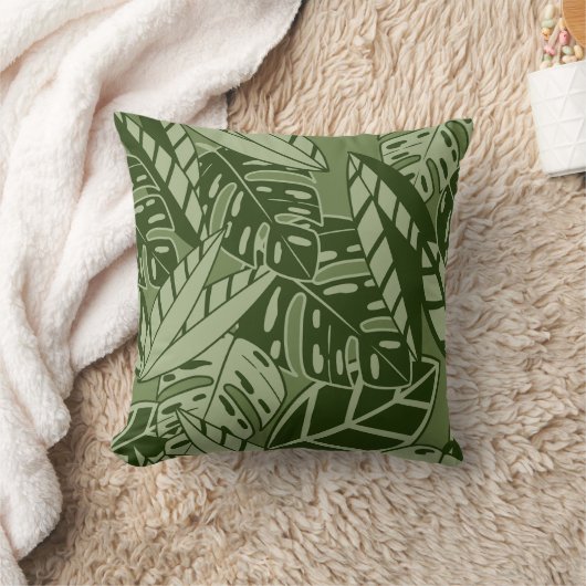 PillowTropical Summer Foliage Texture - Moss Green クッション (ブランケット)