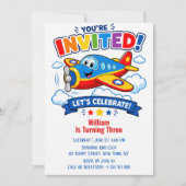 Pilot Airplane Boy | 3rd Birthday Plane Party  招待状 (正面)