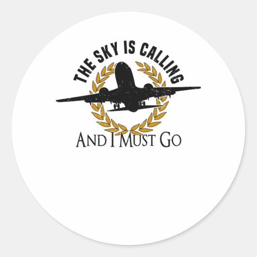 Pilot Airplane Engine Flyer Saying Hobbypilot ラウンドシール (正面)