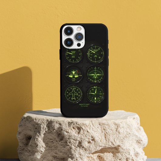 Pilot Airplane Night Flight Instruments Aviation iPhoneケース
