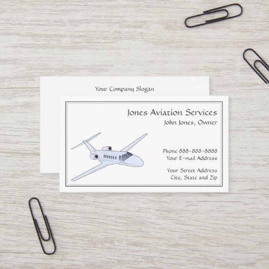 Pilot Aviation Service Jet Plane Business Card 名刺 (正面/裏面インサイチュ)