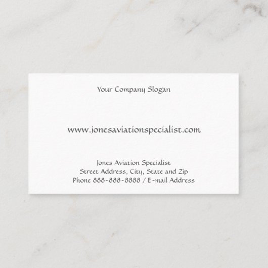 Pilot Aviation Service Jet Plane Business Card 名刺 (裏面)