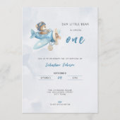Pilot Bear Airplane 1st Birthday Party Invitation 招待状 (正面)